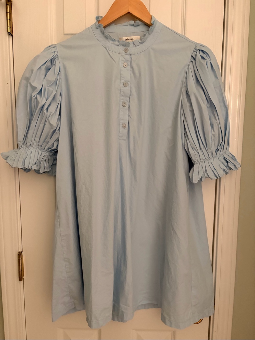 La Belle Light Blue Puff-Sleeve Dress for Kids